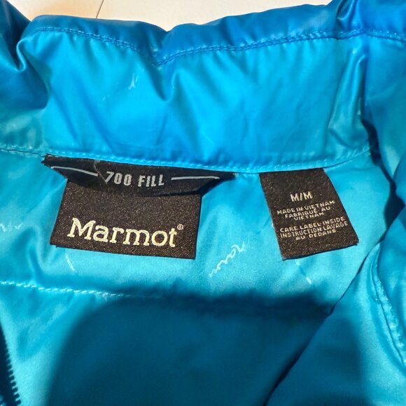 Marmot Women M Down Puffer Jacket 700 Fill Blue Long Sleeve Full Zip No Hood - Picture 3 of 7